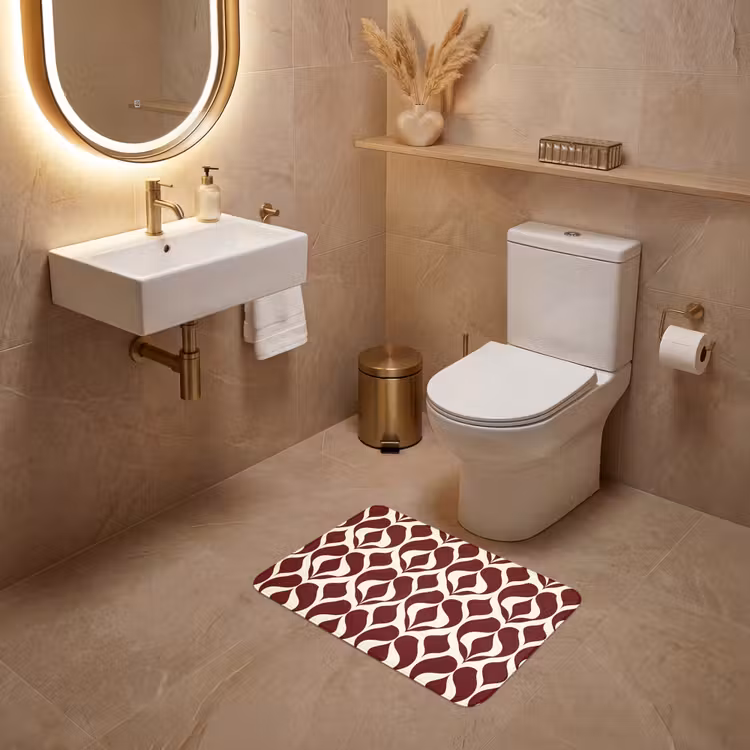 WC Mat - Rood - Druppelpatroon - Grafisch — 4