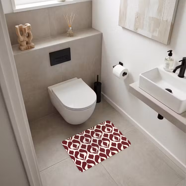 WC Mat - Rood - Druppelpatroon - Grafisch — 6