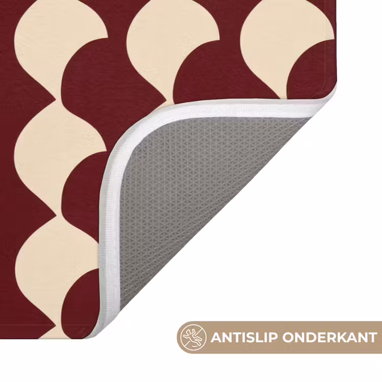 WC Mat - Rood - Tegelpatroon - Crème — 3