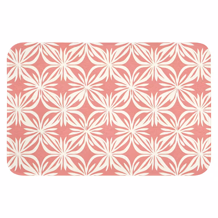 WC Mat - Roze - Bloemenmotief - Wit - Modern — 1