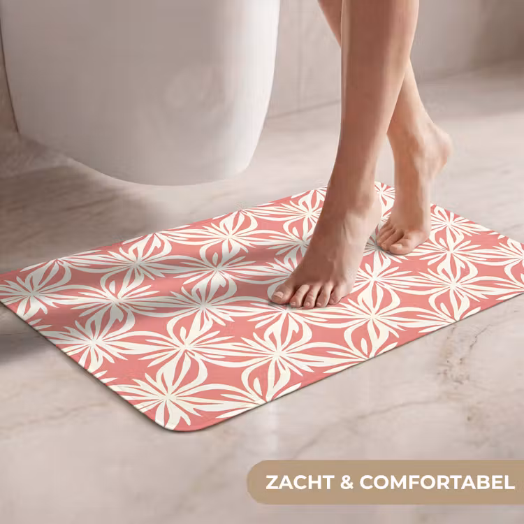 WC Mat - Roze - Bloemenmotief - Wit - Modern — 7