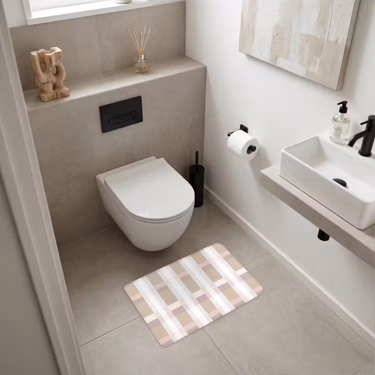 WC Mat - Ruitpatroon - Aardetinten - Minimalistisch — 6