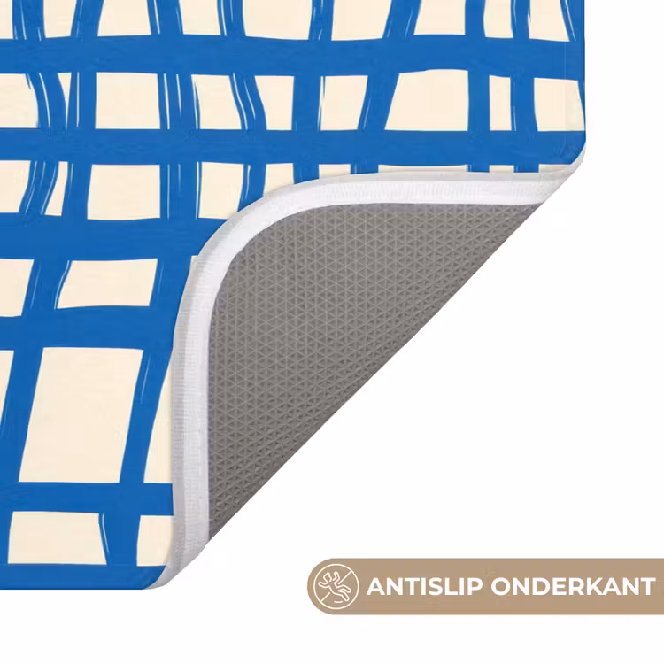 WC Mat - Ruitpatroon - Blauw - Crème — 3