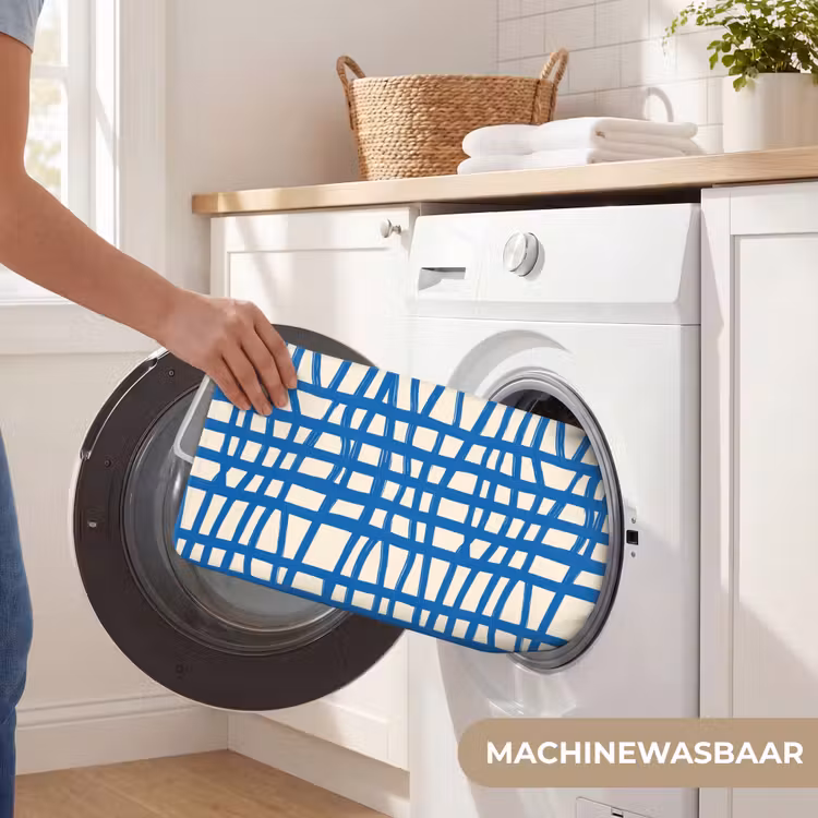 WC Mat - Ruitpatroon - Blauw - Crème — 5