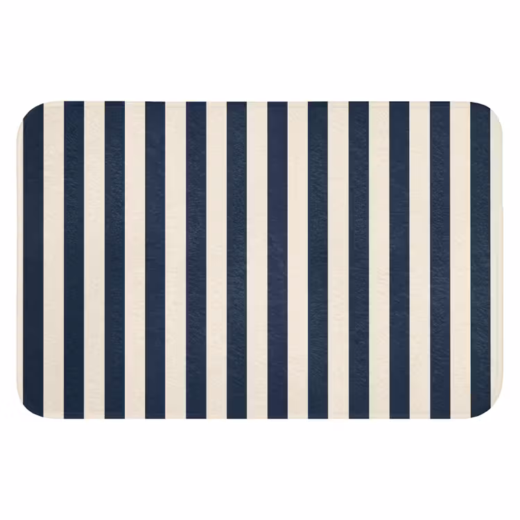 WC Mat - Verticale strepen - Blauw - Crème — 1