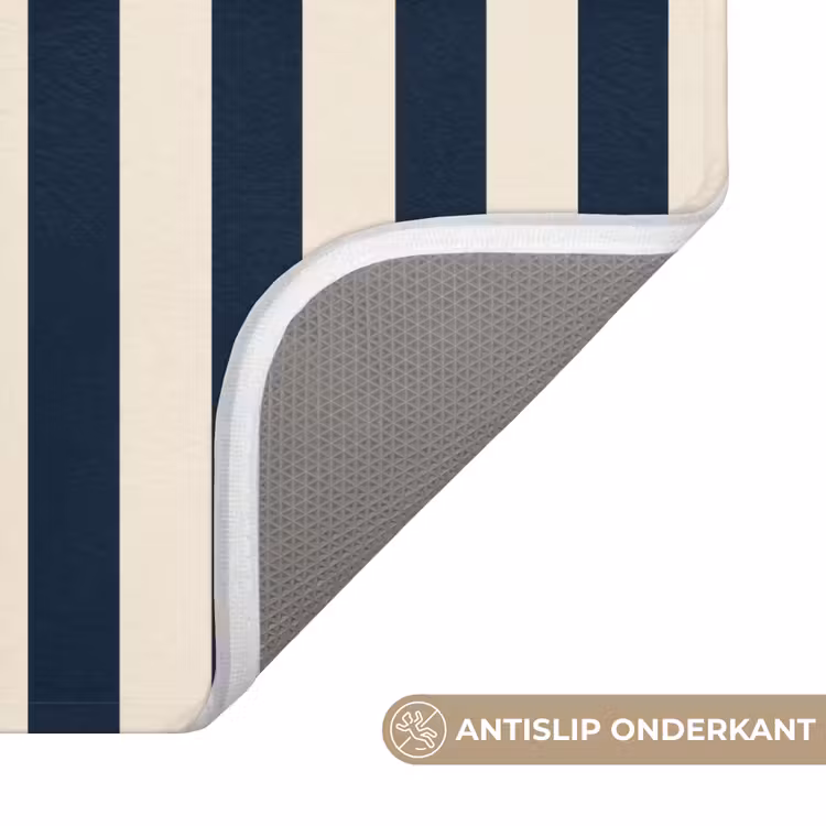 WC Mat - Verticale strepen - Blauw - Crème — 3
