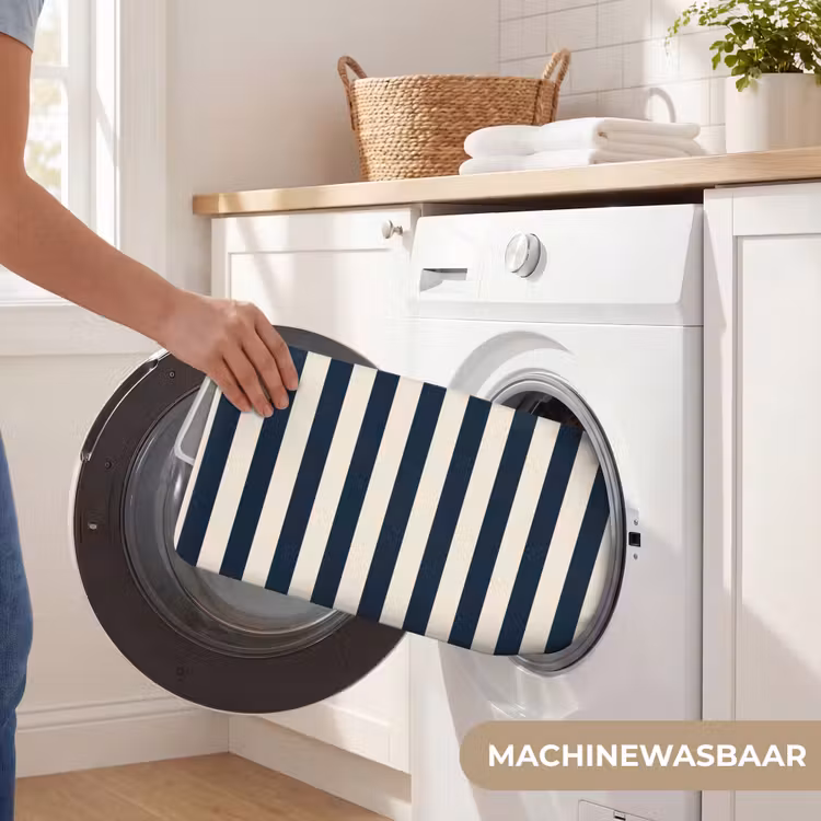 WC Mat - Verticale strepen - Blauw - Crème — 5