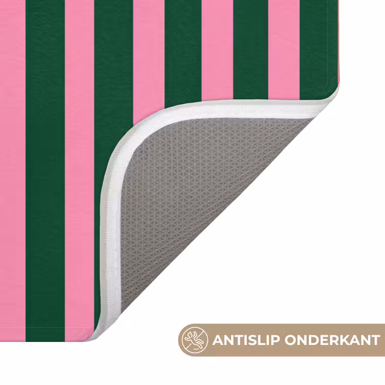 WC Mat - Verticale strepen - Groen - Roze — 3
