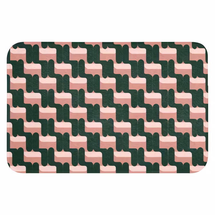 WC Mat - Vlechtpatroon - Groen - Roze - Geometrisch — 1