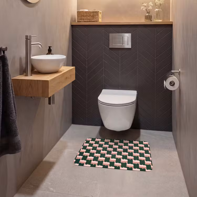 WC Mat - Vlechtpatroon - Groen - Roze - Geometrisch — 2