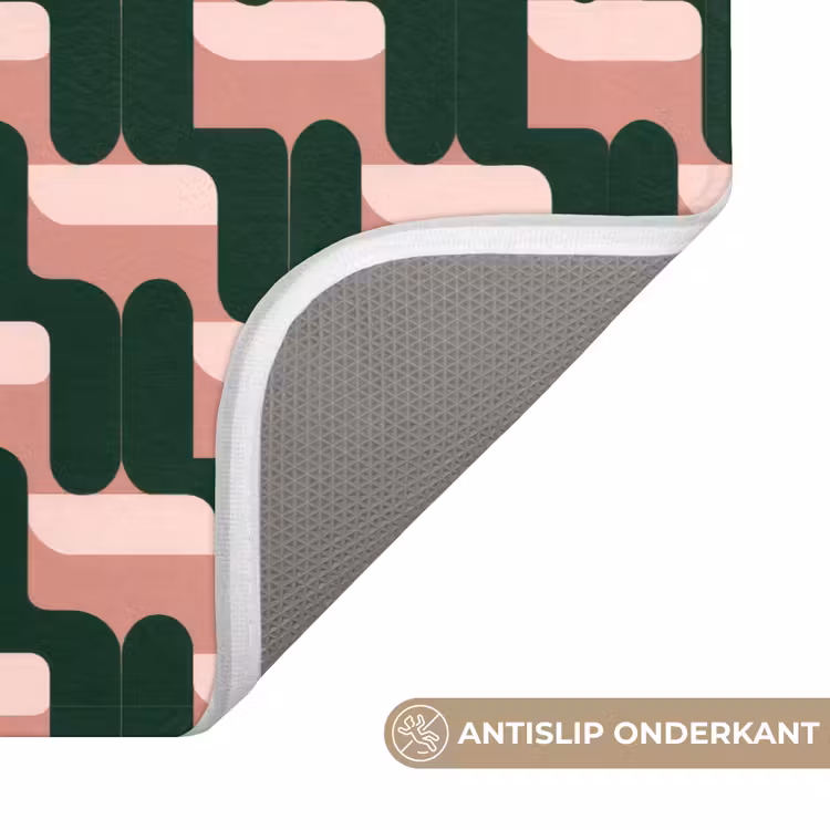 WC Mat - Vlechtpatroon - Groen - Roze - Geometrisch — 3