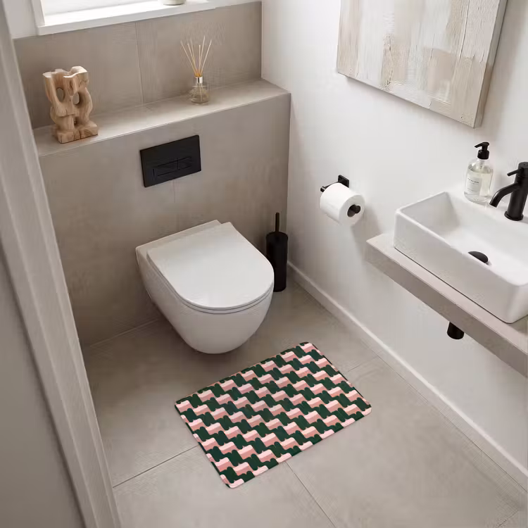 WC Mat - Vlechtpatroon - Groen - Roze - Geometrisch — 6