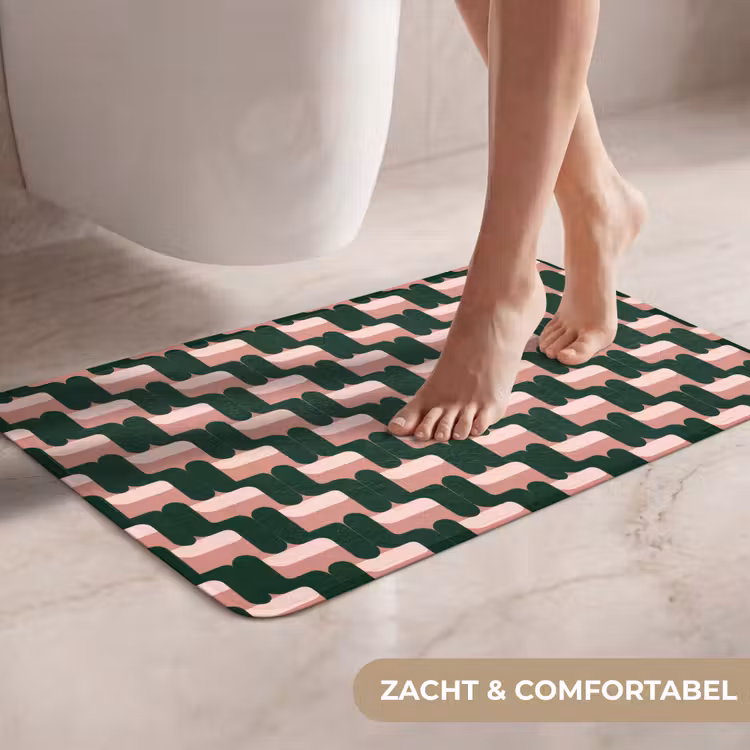 WC Mat - Vlechtpatroon - Groen - Roze - Geometrisch — 7