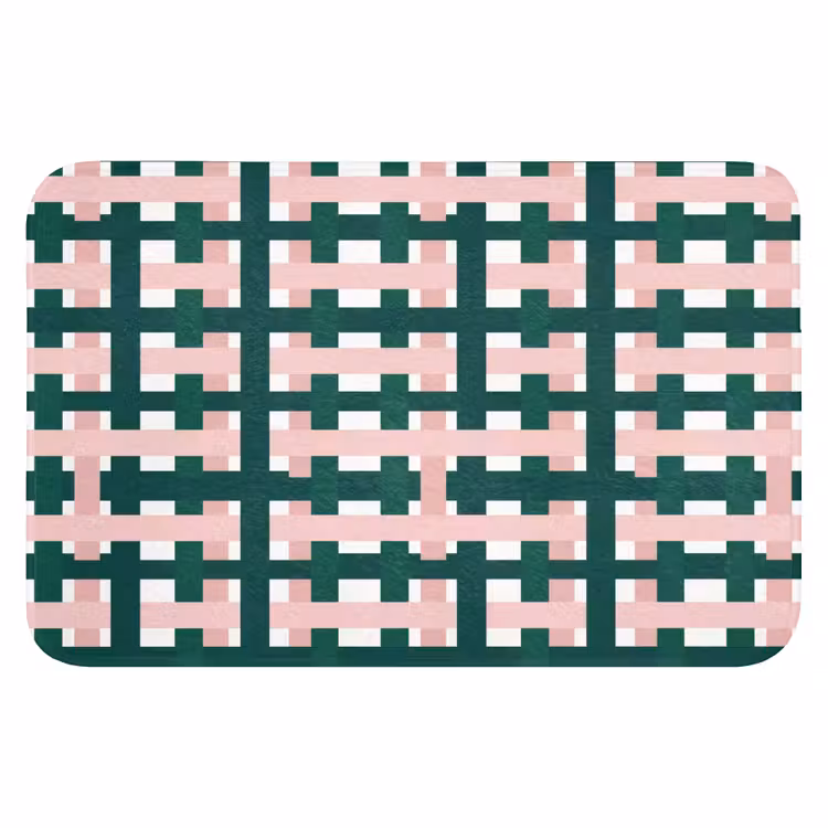 WC Mat - Vlechtpatroon - Groen - Roze - Grafisch — 1