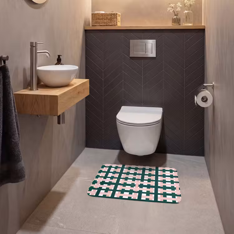 WC Mat - Vlechtpatroon - Groen - Roze - Grafisch — 2