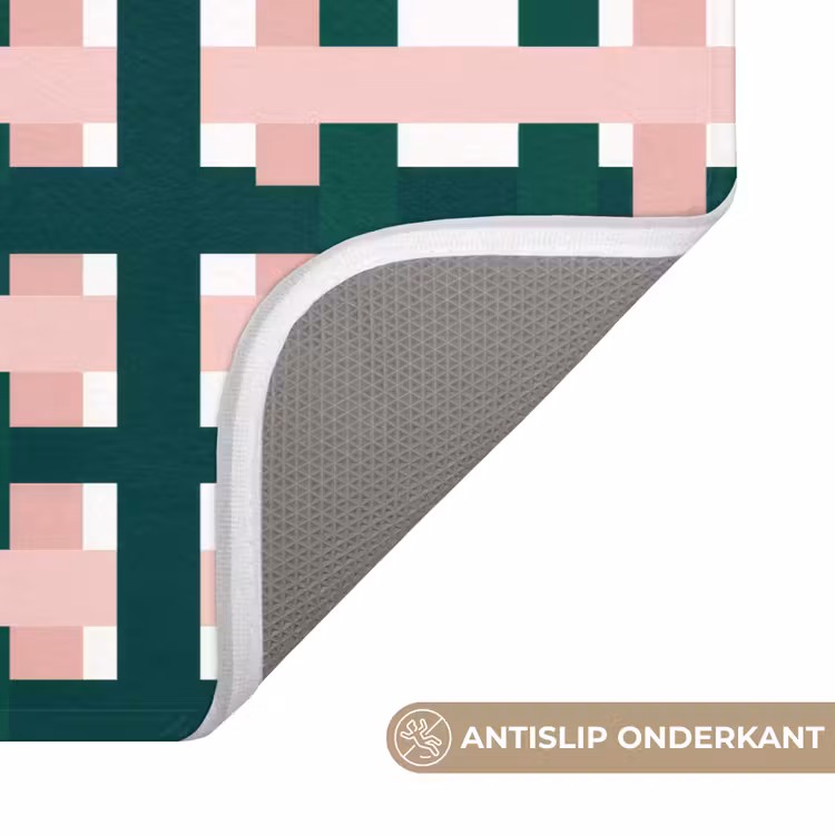 WC Mat - Vlechtpatroon - Groen - Roze - Grafisch — 3