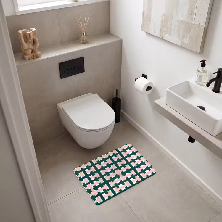 WC Mat - Vlechtpatroon - Groen - Roze - Grafisch — 6