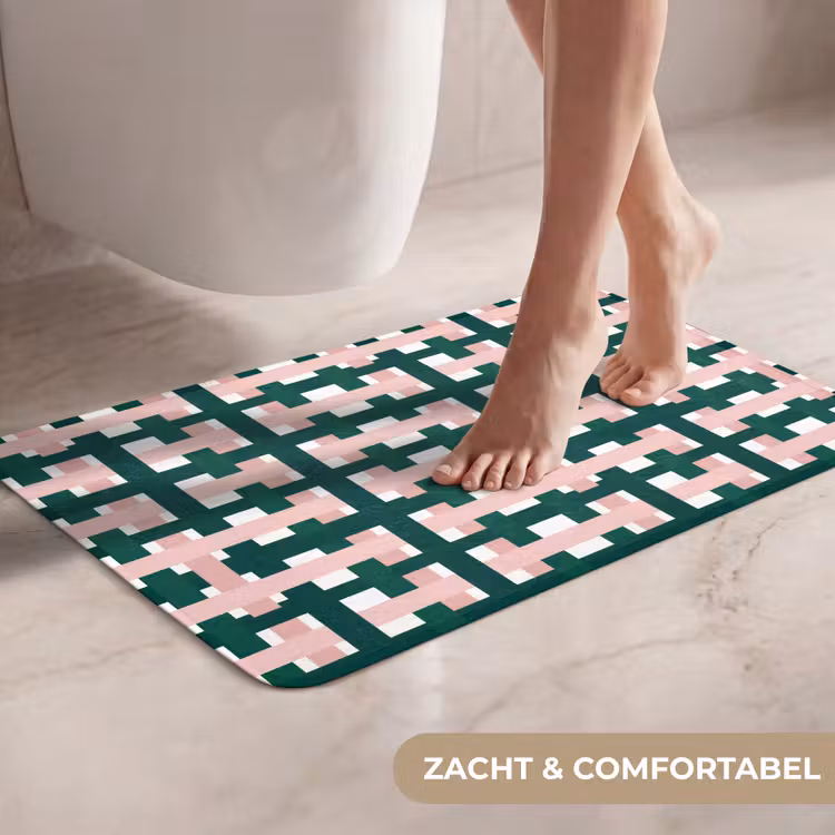 WC Mat - Vlechtpatroon - Groen - Roze - Grafisch — 7