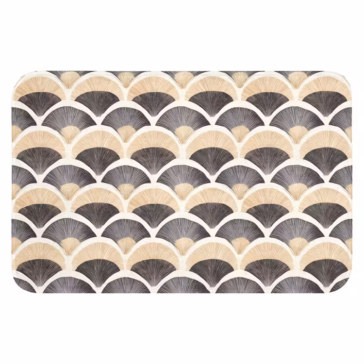 WC Mat - Waaier - Patroon - Zwart - Beige — 1