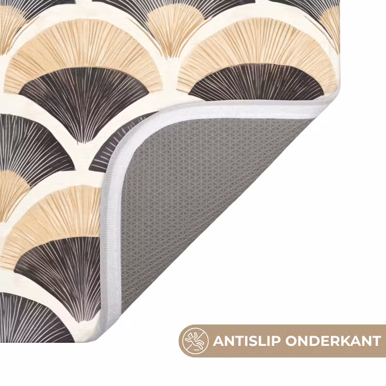 WC Mat - Waaier - Patroon - Zwart - Beige — 3