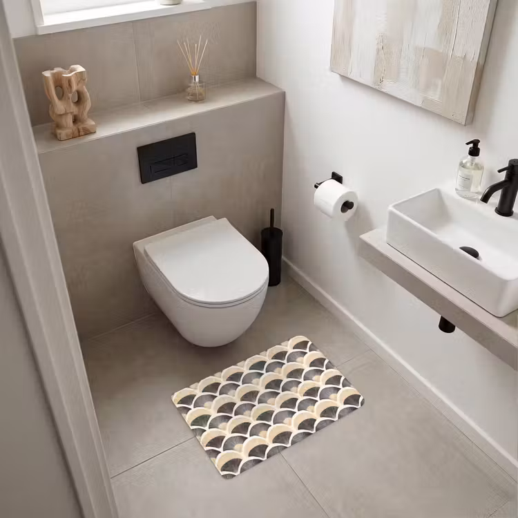 WC Mat - Waaier - Patroon - Zwart - Beige — 6