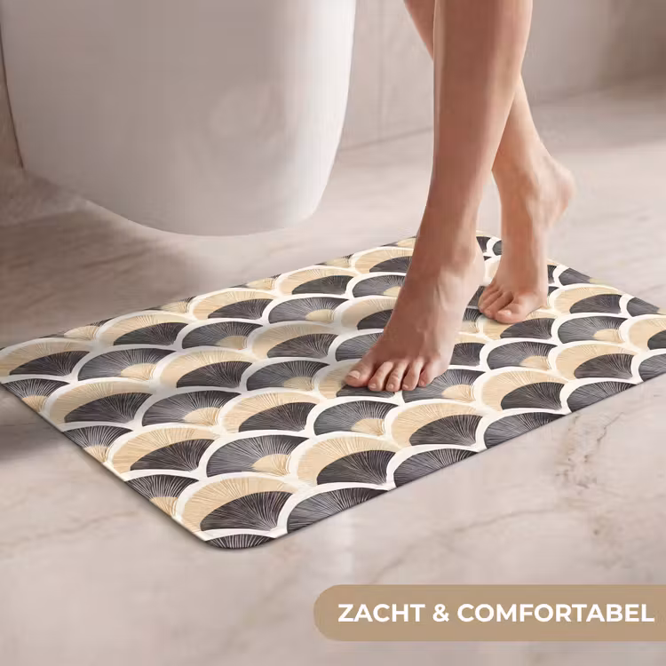 WC Mat - Waaier - Patroon - Zwart - Beige — 7