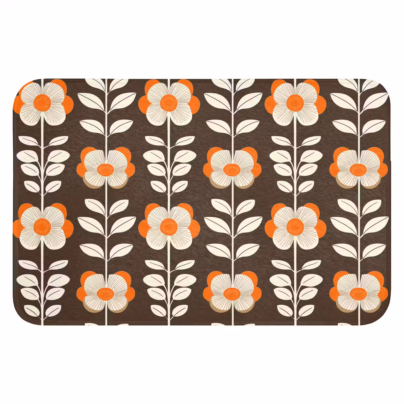 WC Mat - Bloemen - Retro - Bruin — 1