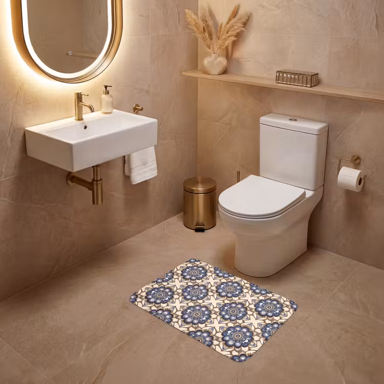 WC Mat - Floraal - Ornament - Blauw — 4