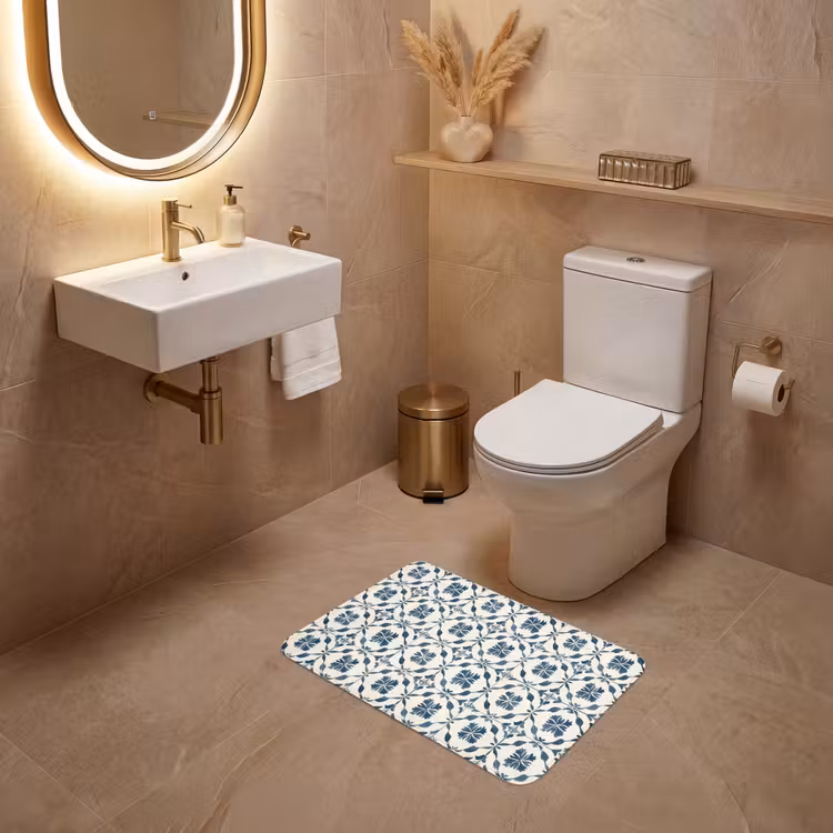 WC Mat - Grafisch - Tegel - Blauw — 4