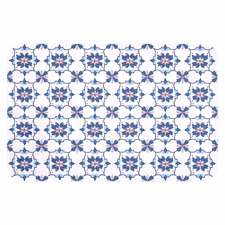 WC Mat - Modern - Patroon - Blauw - Roze — 1