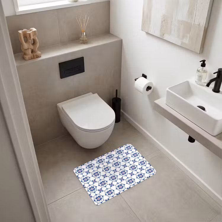 WC Mat - Modern - Patroon - Blauw - Roze — 6