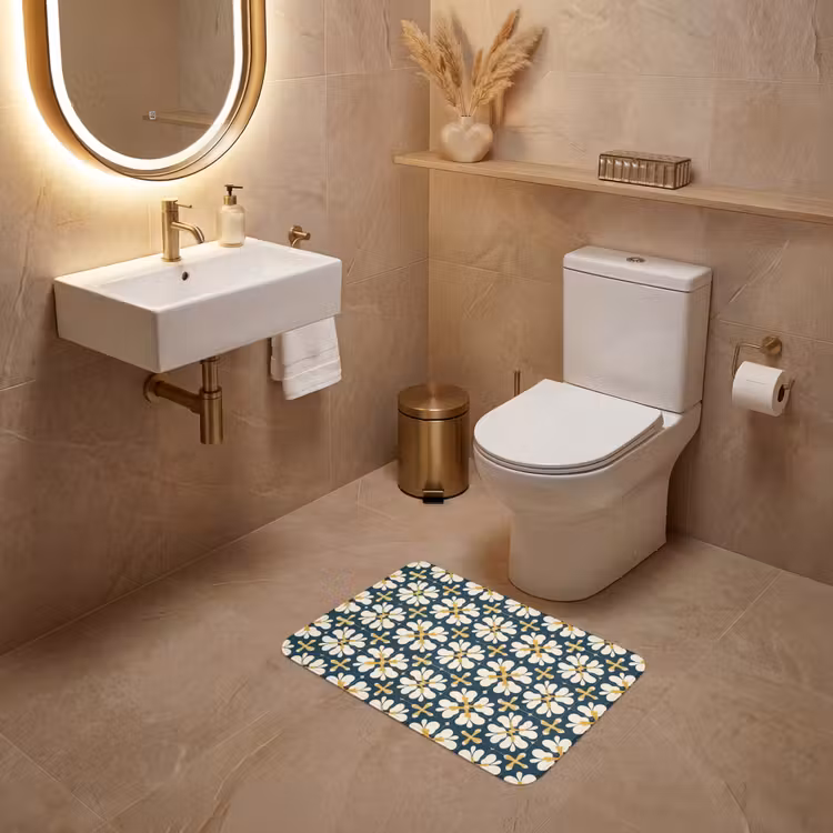 WC Mat - Motief - Tegel - Okergeel — 4