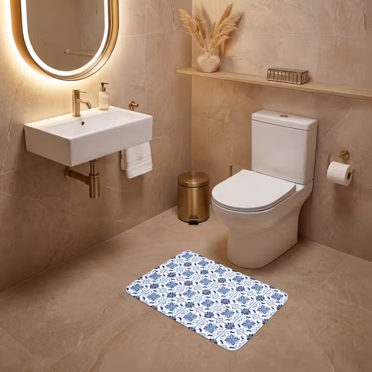 WC Mat - Patroon - Tegel - Blauw — 4