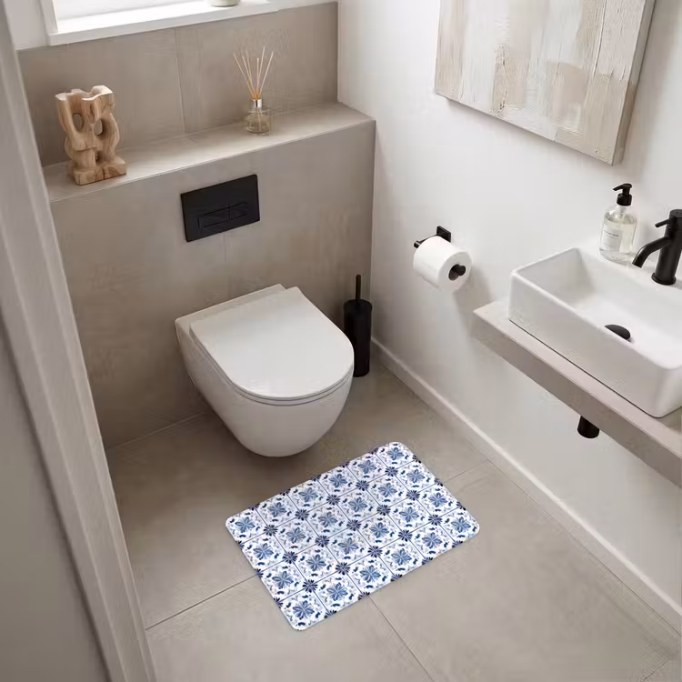 WC Mat - Patroon - Tegel - Blauw — 6