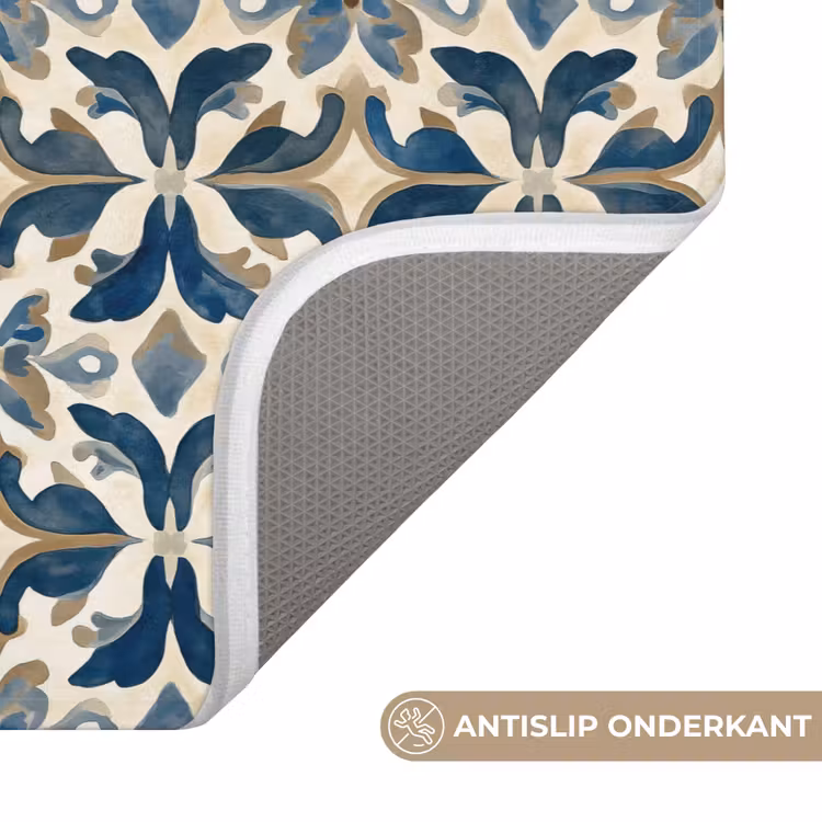 WC Mat - Tegel - Patroon - Blauw - Beige — 3