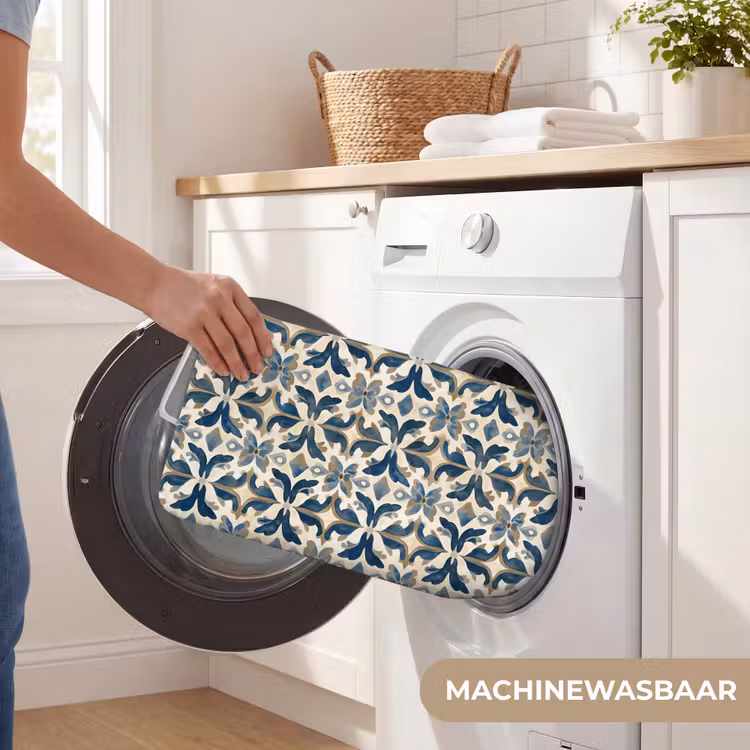 WC Mat - Tegel - Patroon - Blauw - Beige — 5