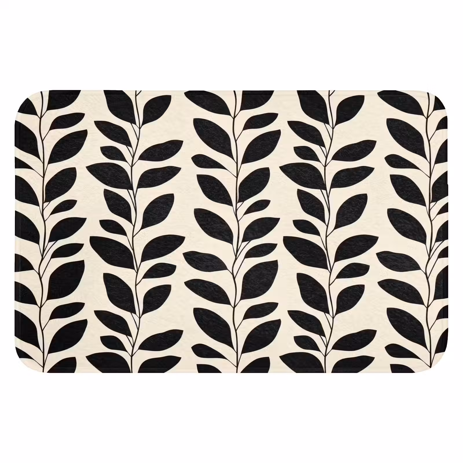 WC Mat - Botanisch - Dessin - Zwart - Beige — 1