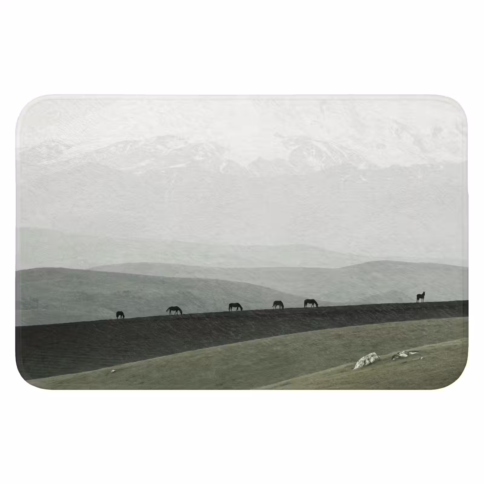 WC Mat - Grijs - Berg - Paarden — 1