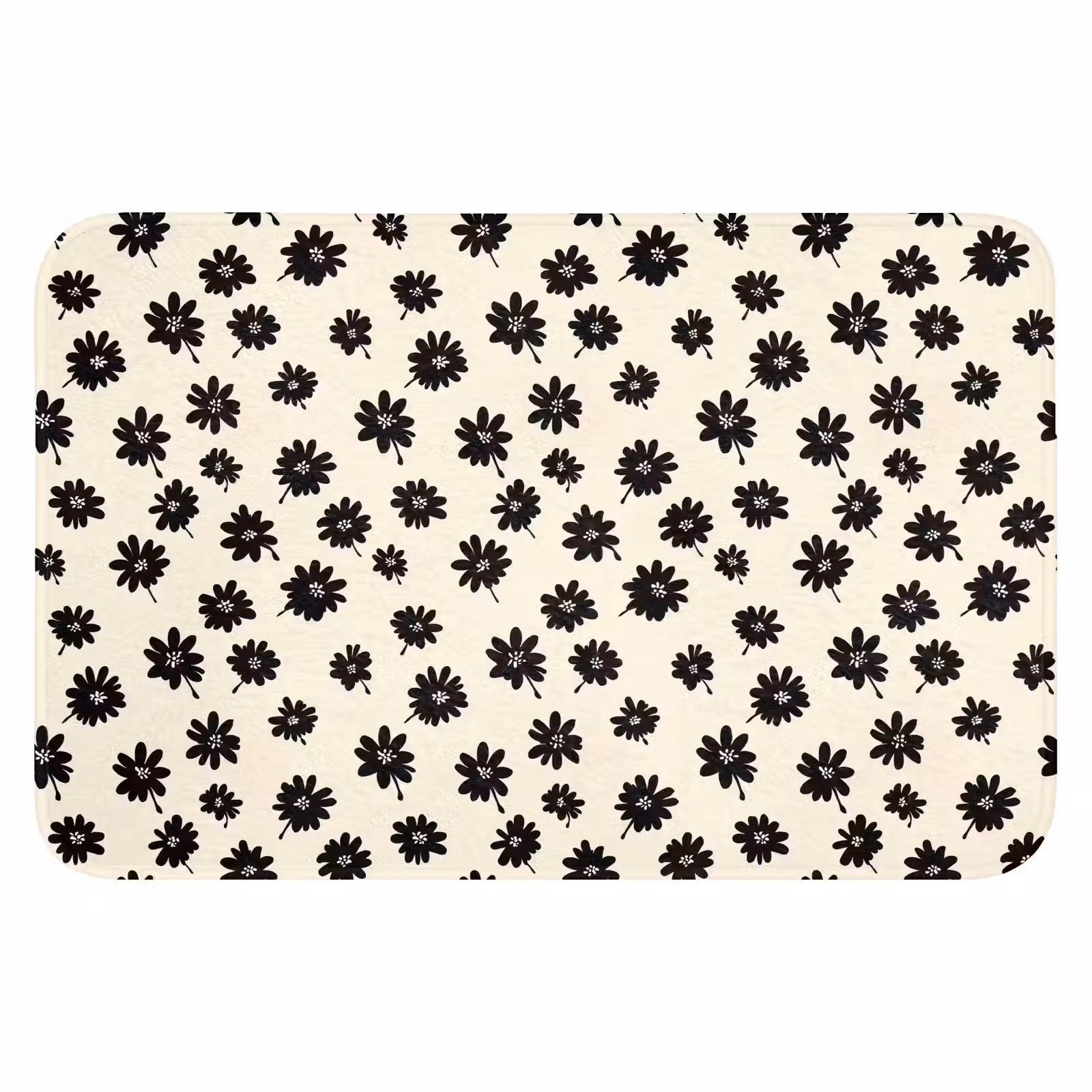 WC Mat - Madeliefjes - Grafisch - Zwart - Beige — 1