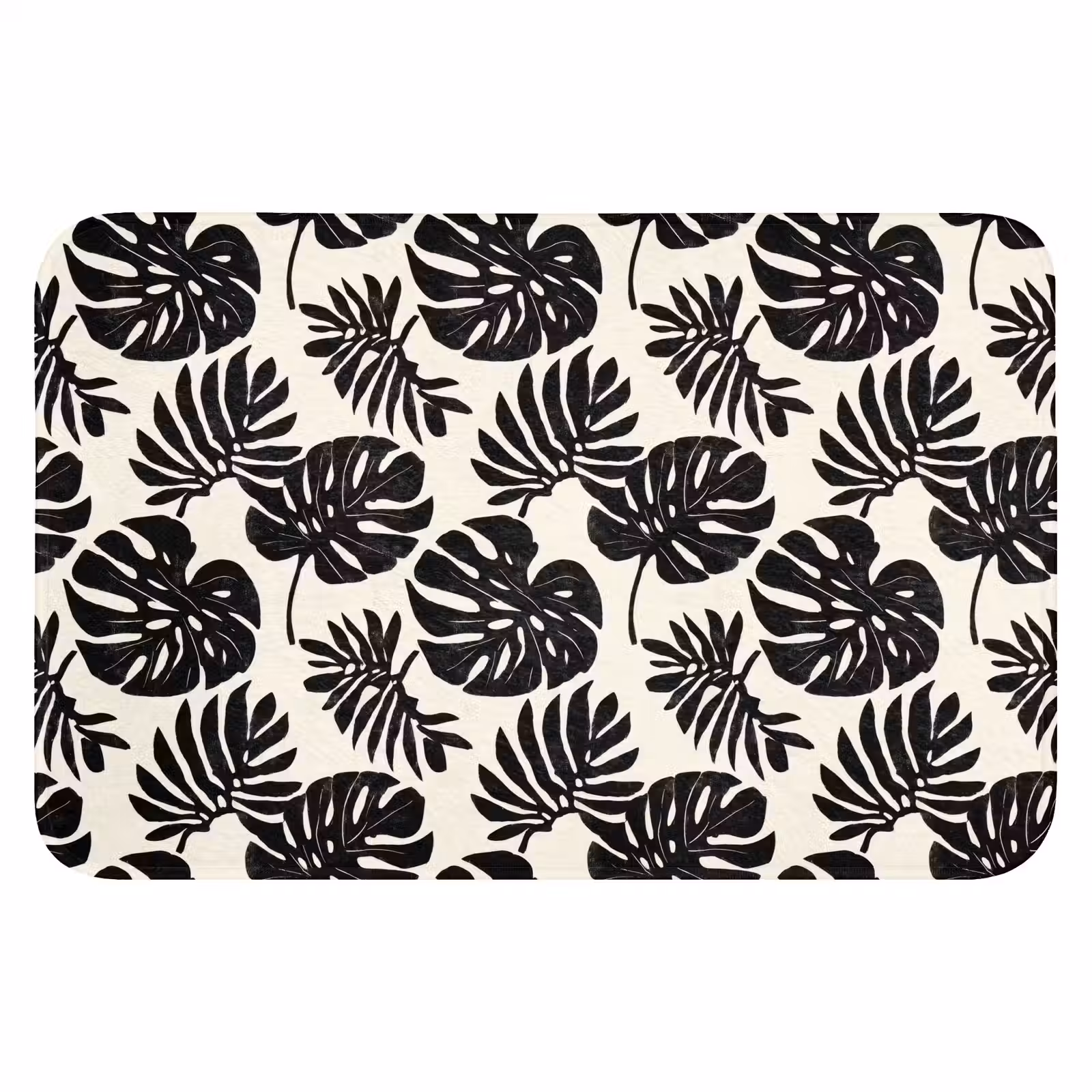 WC Mat - Modern - Monstera - Zwart — 1