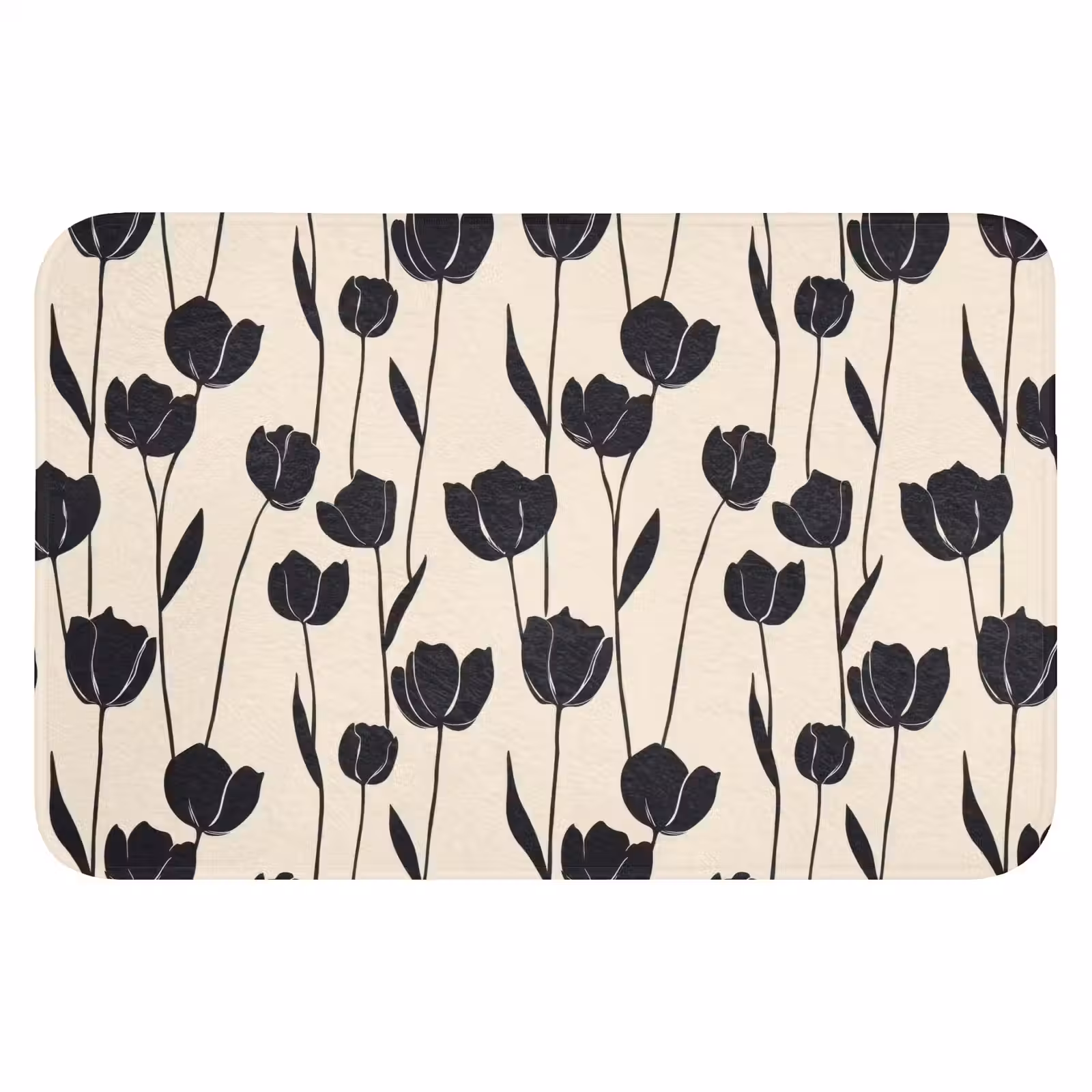 WC Mat - Tulpen - Patroon - Zwart — 1