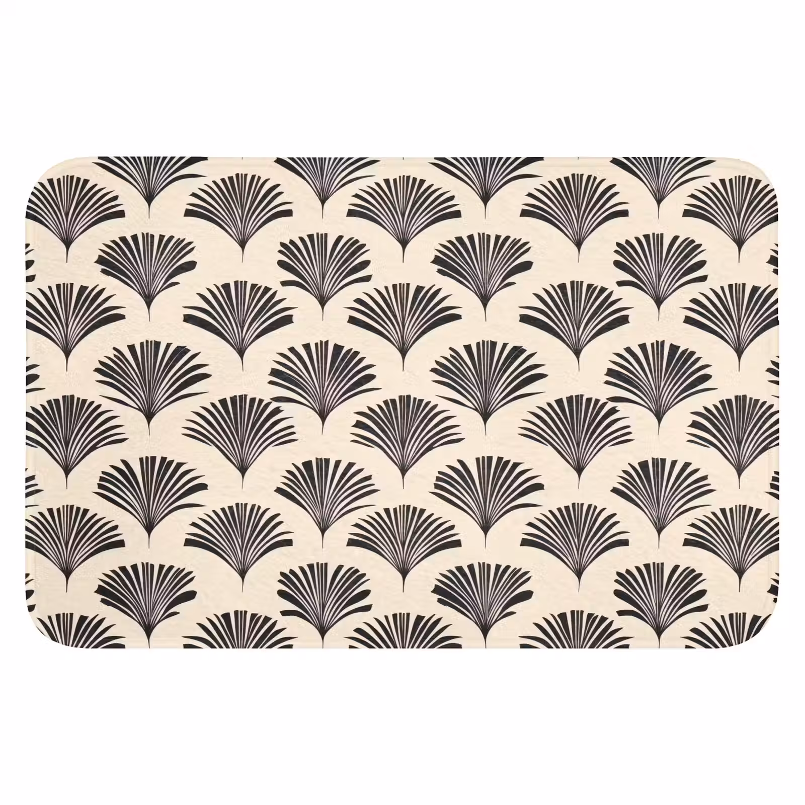 WC Mat - Waaiers - Botanisch - Zwart - Beige — 1