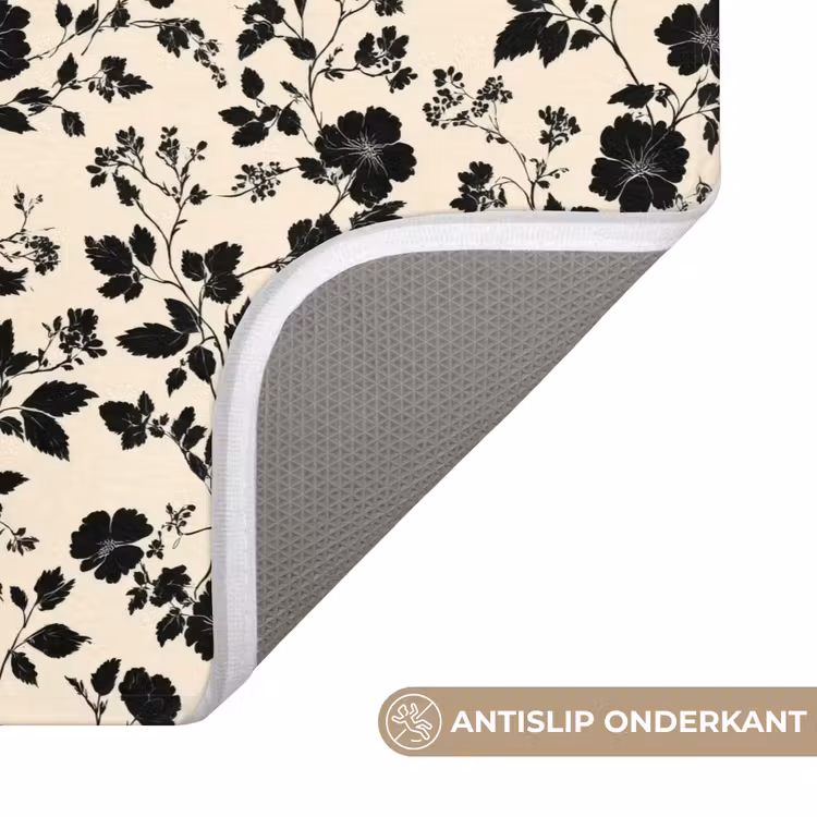 WC Mat - Bloemen - Dessin - Zwart — 3