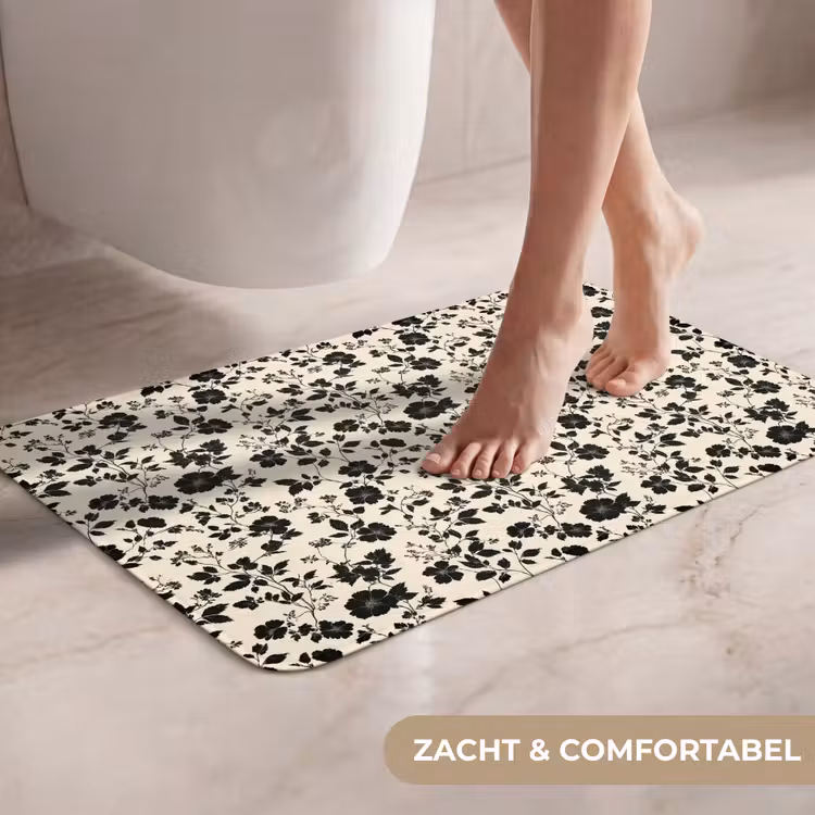 WC Mat - Bloemen - Dessin - Zwart — 7