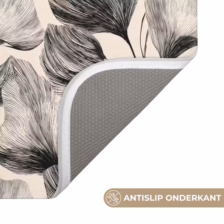 WC Mat - Botanisch - Bladeren - Zwart — 3