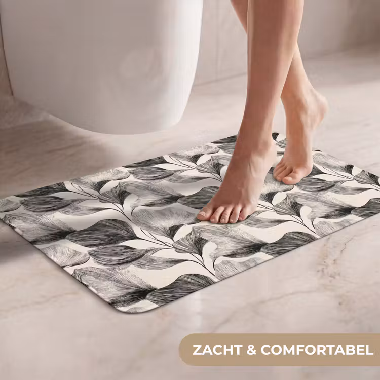 WC Mat - Botanisch - Bladeren - Zwart — 7