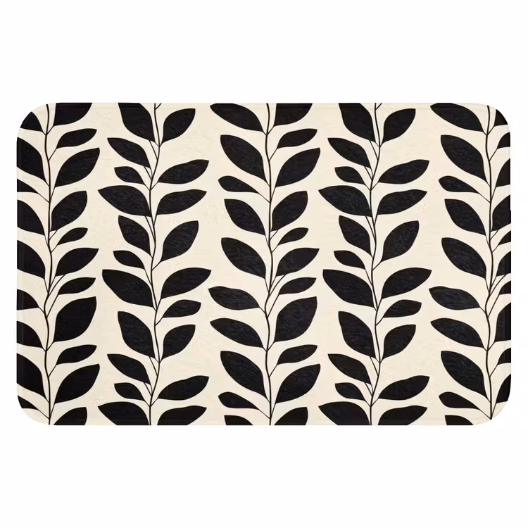 WC Mat - Botanisch - Dessin - Zwart - Beige — 1