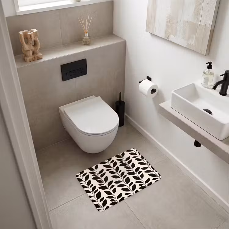 WC Mat - Botanisch - Dessin - Zwart - Beige — 6