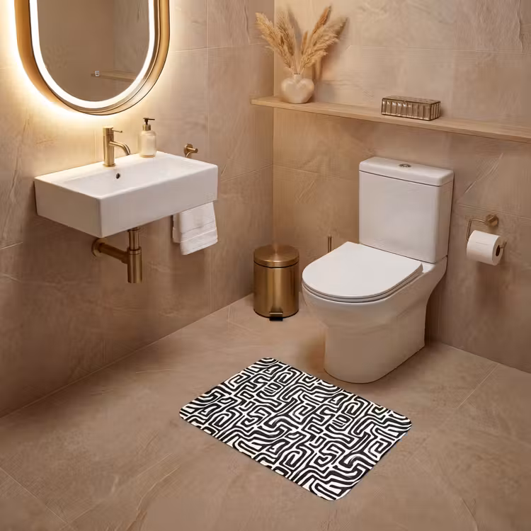 WC Mat - Grafisch - Lijnen - Zwart - Wit — 4