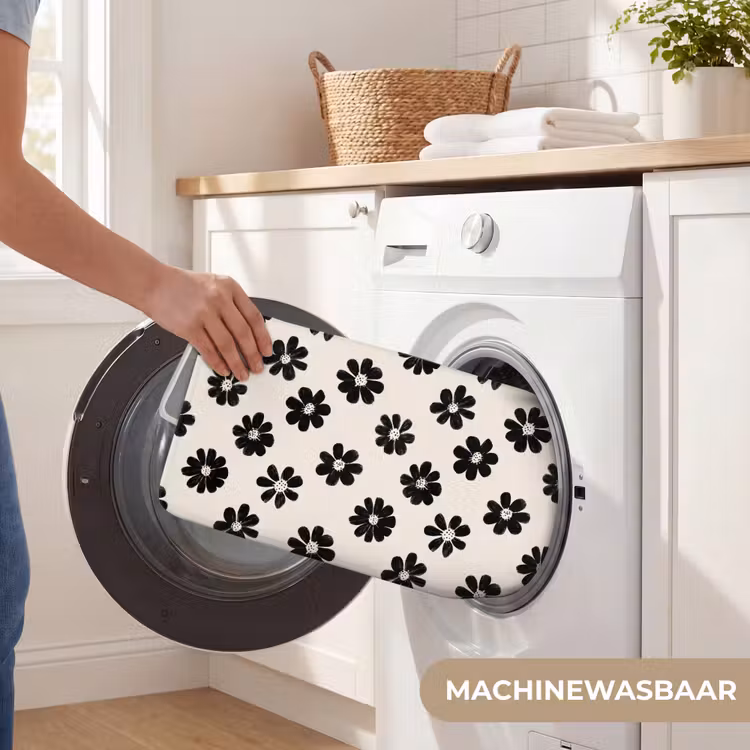 WC Mat - Grafisch - Madeliefjes - Zwart - Beige — 5